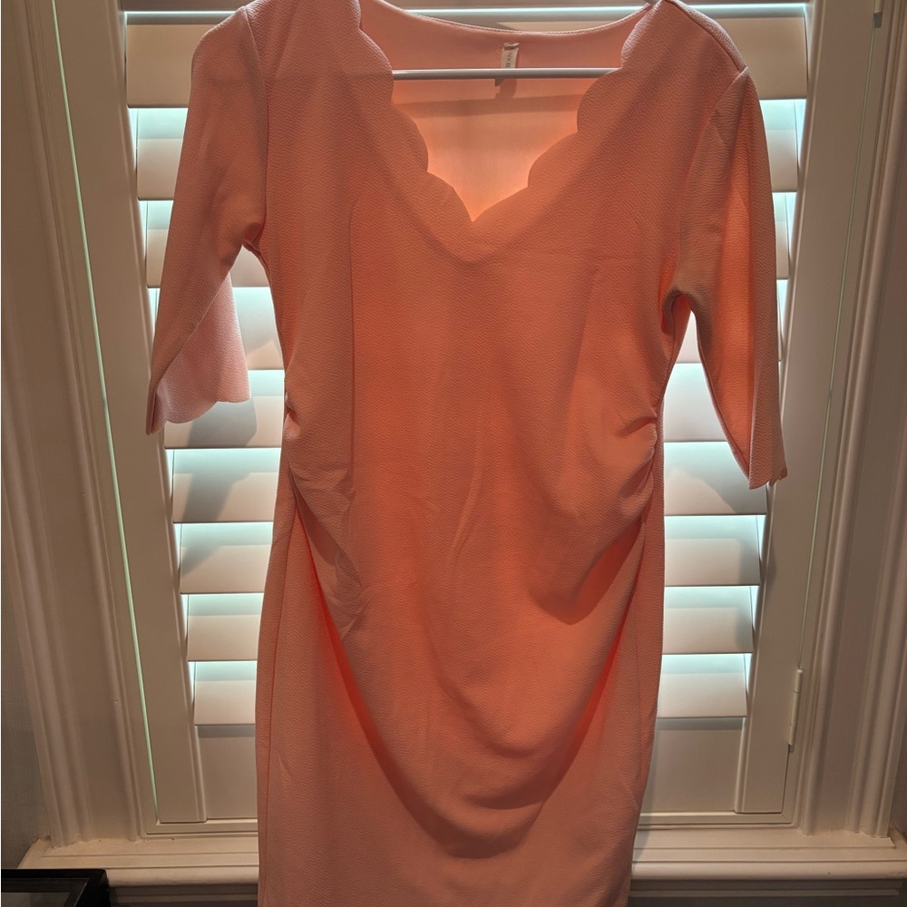 Pink Scalloped maternity Dress